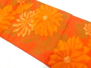 手織り節紬　花模様織り出し　名古屋帯